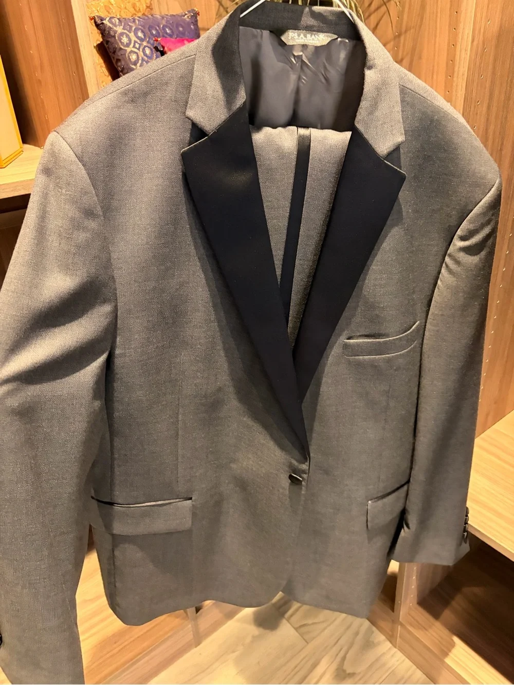Jos. A. Bank Gray Blazer with Black Satin Shawl Lapel set.